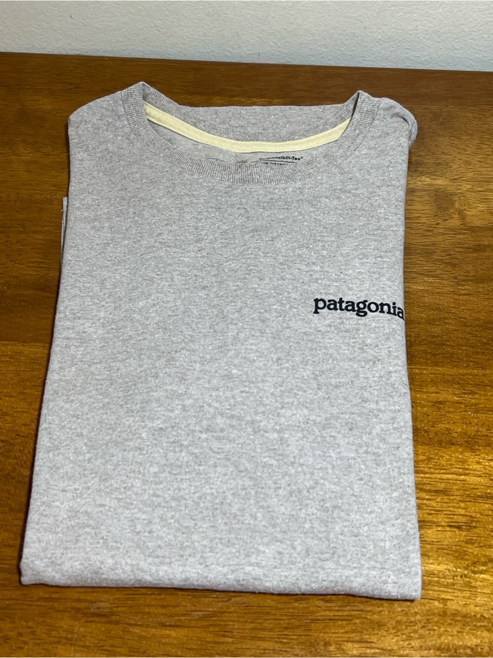 Patagonia Men's Crew Neck T-Shirt in tan color
Size LARGE